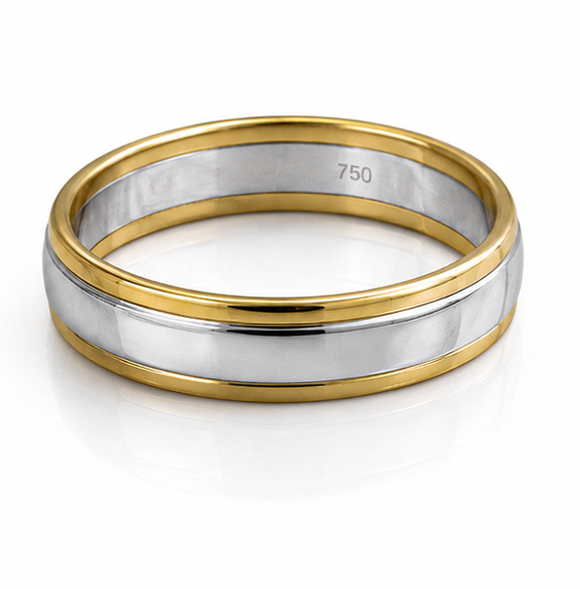 5mm Two-Colour 18ct Gold Wedding Band
