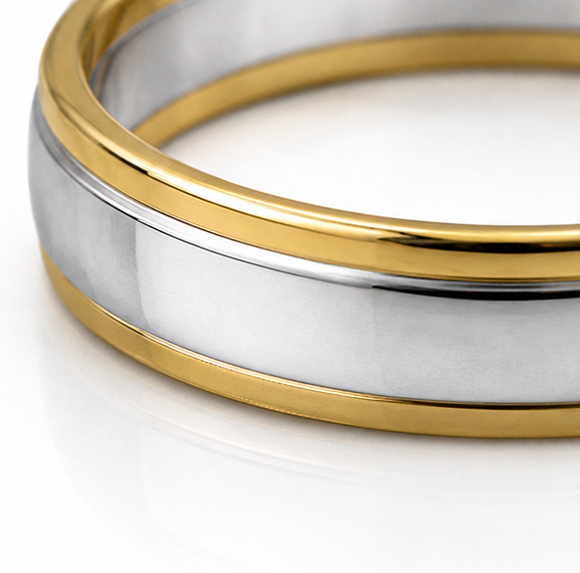 5mm Two-Colour 18ct Gold Wedding Band