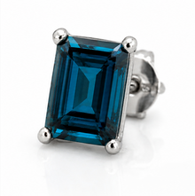 Rectangle London Blue Topaz Earrings in 9ct White Gold