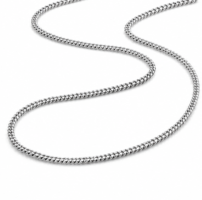 18ct White Gold Diamond-Cut Curb Chain  20” | Solid 6.4g Premium Necklace