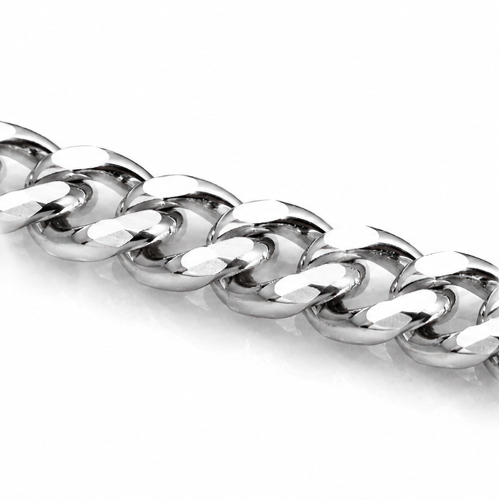 18ct White Gold Diamond-Cut Curb Chain  20” | Solid 6.4g Premium Necklace