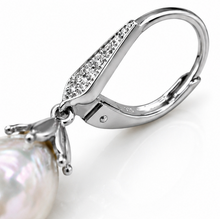 9ct White Gold Baroque Pearl & White Topaz Drop Earrings