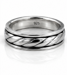 925 Sterling Silver Twist Design Fidget Ring