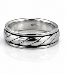 925 Sterling Silver Twist Design Fidget Ring