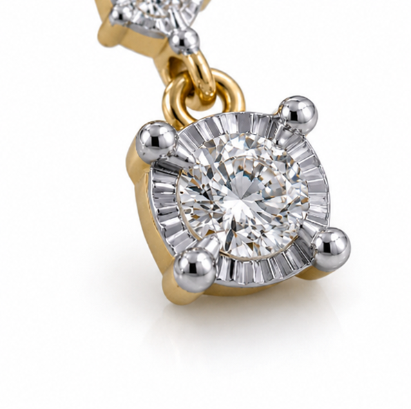 9ct Yellow Gold Diamond Trilogy Drop Earrings (0.20ct Total)