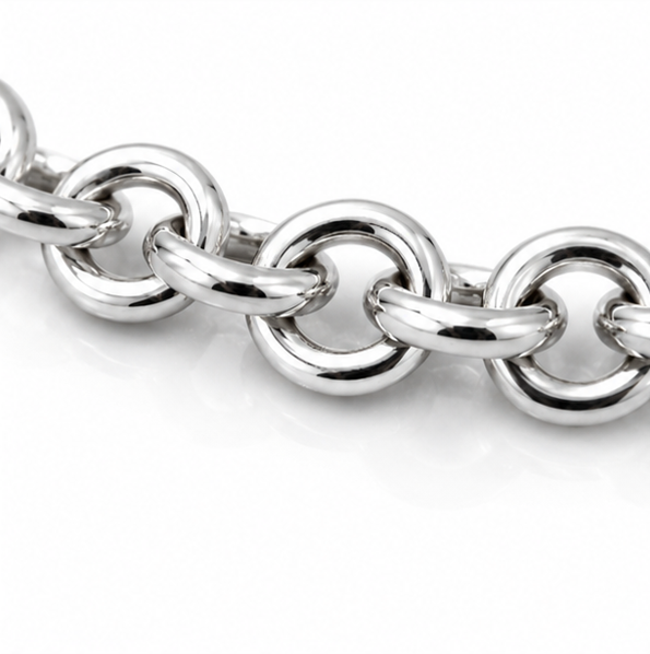 Sterling Silver Puff Heart T-Bar Chain Bracelet