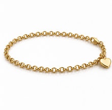 14ct Yellow Gold Belcher Bracelet with Heart Charm – 7”