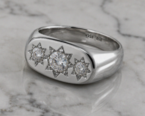 Silver Three Stone Gypsy Ring – CZ Trilogy Design