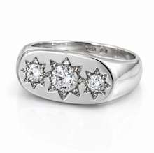 Silver Three Stone Gypsy Ring – CZ Trilogy Design