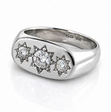 Silver Three Stone Gypsy Ring – CZ Trilogy Design