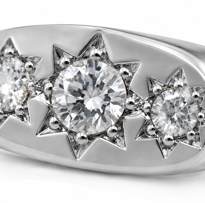 Silver Three Stone Gypsy Ring – CZ Trilogy Design