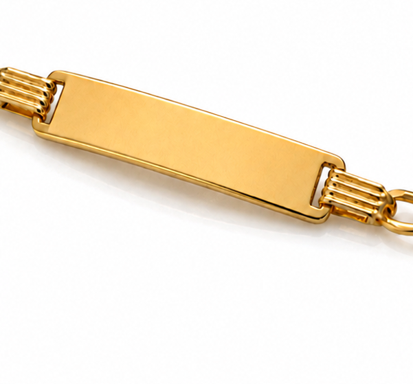 9ct Gold Kids Figaro ID Bracelet – 6.5”