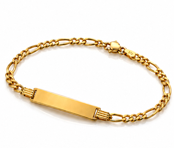 9ct Gold Kids Figaro ID Bracelet – 6.5”