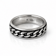 Heavyweight Chain Detail Spinner Ring – Solid Sterling Silver