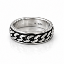 Heavyweight Chain Detail Spinner Ring – Solid Sterling Silver