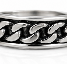 Heavyweight Chain Detail Spinner Ring – Solid Sterling Silver