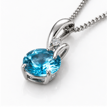 Blue Topaz & Diamond Twist Pendant on 9ct Gold