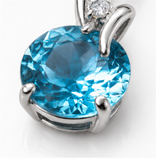 Blue Topaz & Diamond Twist Pendant on 9ct Gold