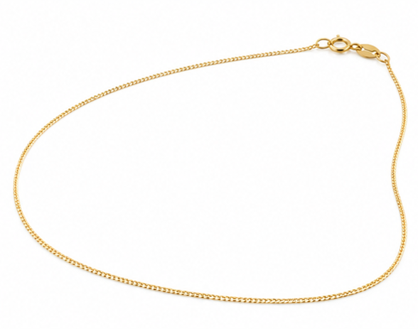 9ct Yellow Gold Diamond Cut Curb Chain (0.70mm)
