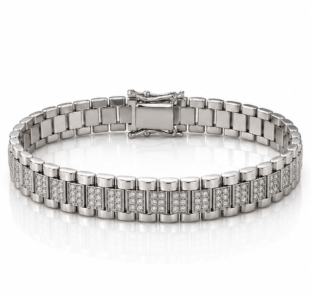 Babies Silver Cubic Zirconia Brickwork Bracelet