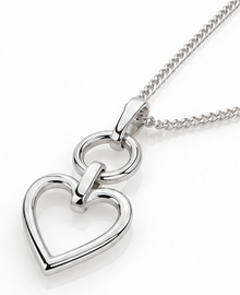Sterling Silver Open Heart Drop Pendant Necklace