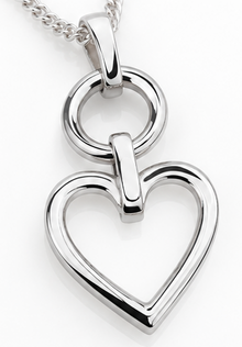 Sterling Silver Open Heart Drop Pendant Necklace