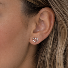 Sterling Silver Small Open Heart Stud Earrings