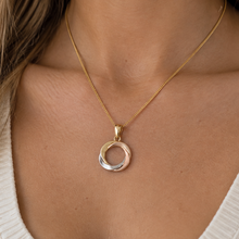 9ct Tri-Colour Gold Open Circle Pendant Necklace
