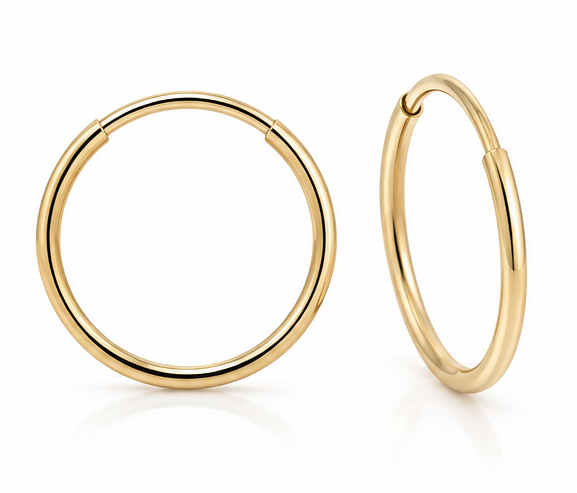 9ct Yellow Gold 12mm Hoop Earrings