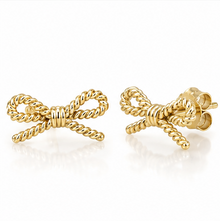 9ct Yellow Gold Rope Bow Stud Earrings