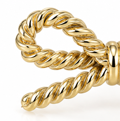 9ct Yellow Gold Rope Bow Stud Earrings