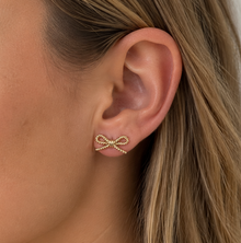 9ct Yellow Gold Rope Bow Stud Earrings