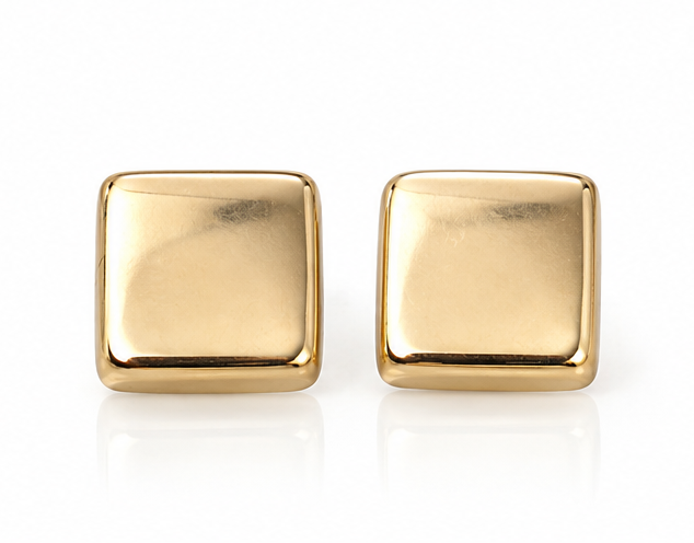 9ct Yellow Gold Square Stud Earrings