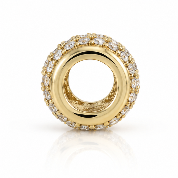 9ct Yellow Gold Cubic Zirconia Pavé Bead Charm