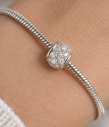 9ct Rhodium-Plated Yellow Gold Cubic Zirconia Ball Charm Pendant