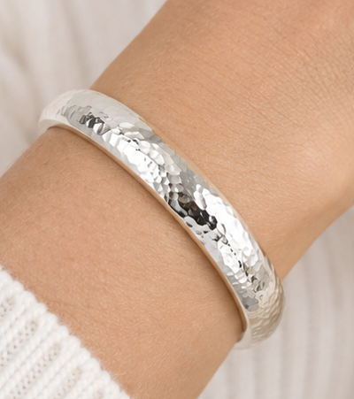 Sterling Silver 8mm Hammered Stacker Bangle