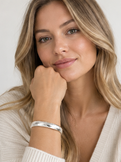 Sterling Silver 8mm Hammered Stacker Bangle