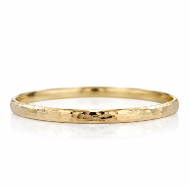 9ct Yellow Gold 4.15mm Hammered Court Bangle