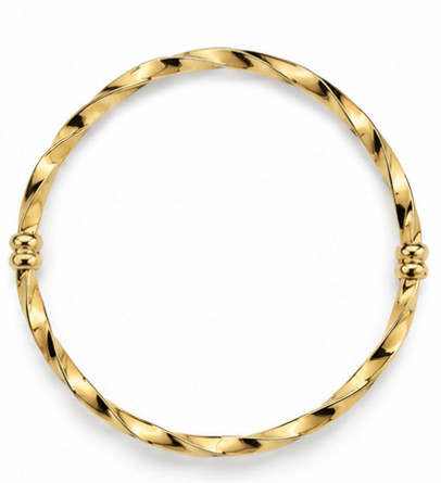 9ct Yellow Gold Twisted Hollow Hinged Bangle