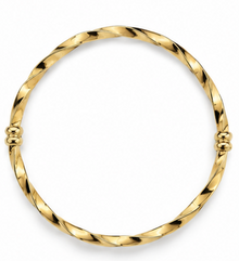9ct Yellow Gold Twisted Hollow Hinged Bangle