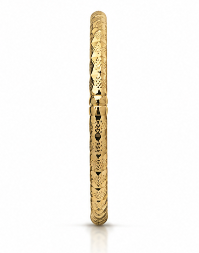 9ct Yellow Gold Patterned Hollow Hinged Bangle