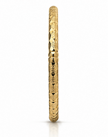 9ct Yellow Gold Patterned Hollow Hinged Bangle