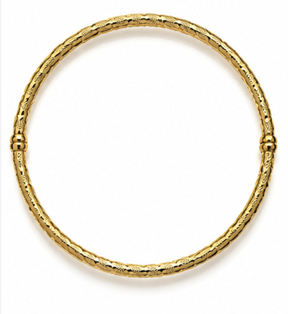 9ct Yellow Gold Patterned Hollow Hinged Bangle