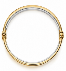 9ct Yellow & White Gold Square Wire Hinged Bangle