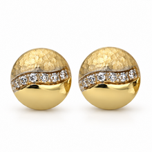 9ct Yellow Gold Hammered Cubic Zirconia Stud Earrings