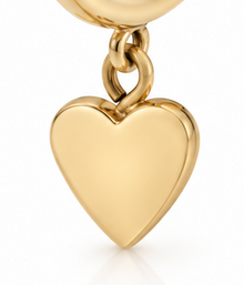9ct Yellow Gold Heart Charm Hoop Earrings