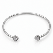 Sterling Silver Cubic Zirconia Heart Torque Bangle