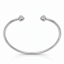 Sterling Silver Cubic Zirconia Heart Torque Bangle