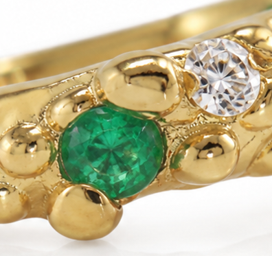 18ct Gold Vermeil Emerald & Lab-Grown Diamond Ring