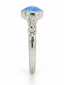Sterling Silver Round Opalite Organic Ring